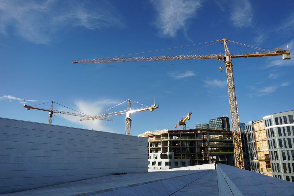 Cranes in a construction site